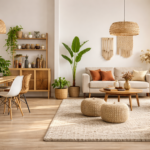 Salon moderne et lumineux avec verdure