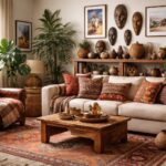 apportez une touche nomade authentique à votre intérieur en décorant votre maison avec des souvenirs de voyage et des objets ethniques uniques, pour un style chaleureux et personnel.